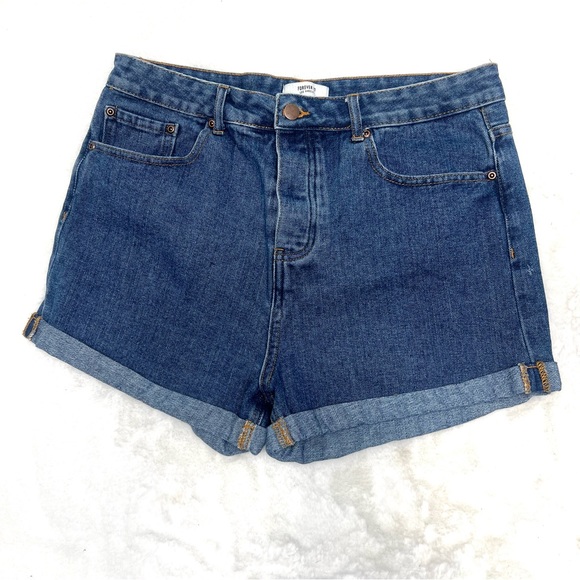 Forever 21 Pants - FOREVER 21 LOS ANGELES High Rise Jean Shorts Cuff Hem Medium Wash Size 31